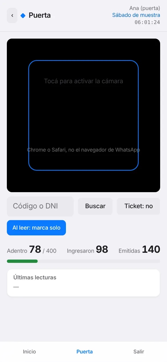 Pantalla del sistema en el celular