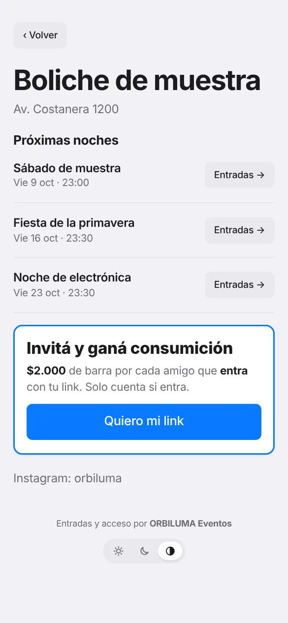 Pantalla del sistema en el celular